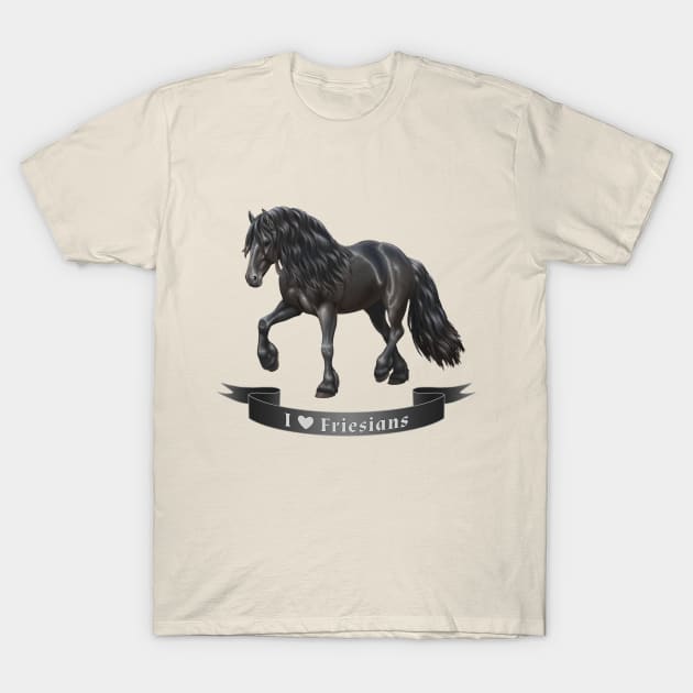 I Love Friesian Horses T-Shirt by csforest